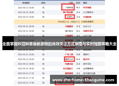 全面掌握欧冠联赛最新赛程的高效关注方式指南与实时提醒策略大全